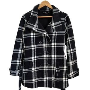 Ike Behar Women's Plaid Fleece‎ Jacket, Double Breasted, Outerwear, Medium